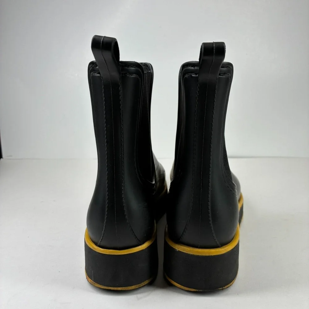 Bernardo Willa Women's US 8 Black Yellow Waterproof Platform Chelsea Rain Boots